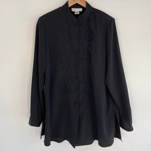 Vintage 90's Black Embroidered Jacket Medium
